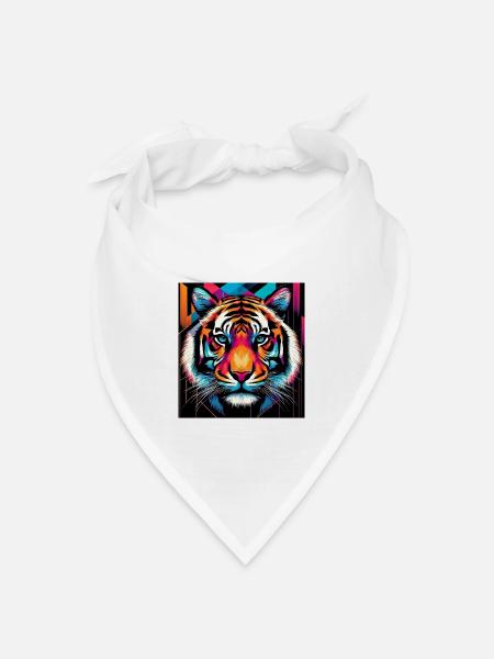 Tiger - Bandana Dreieckstuch - Weiß