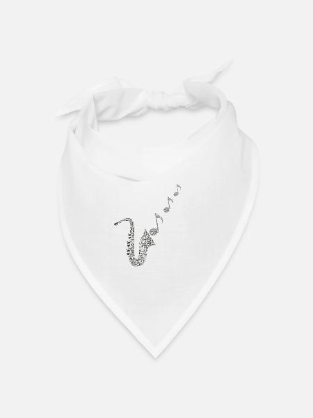 Saxophon - Bandana Dreieckstuch - Weiß