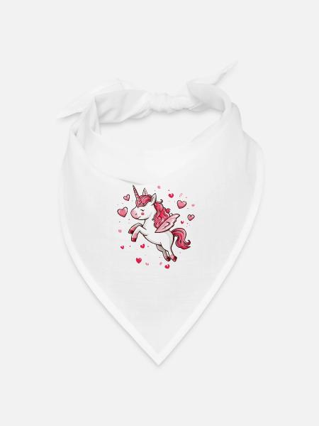 Einhorn Herz Liebe Süß Niedlich Einhörner Cartoon - Bandana Dreieckstuch - Weiß