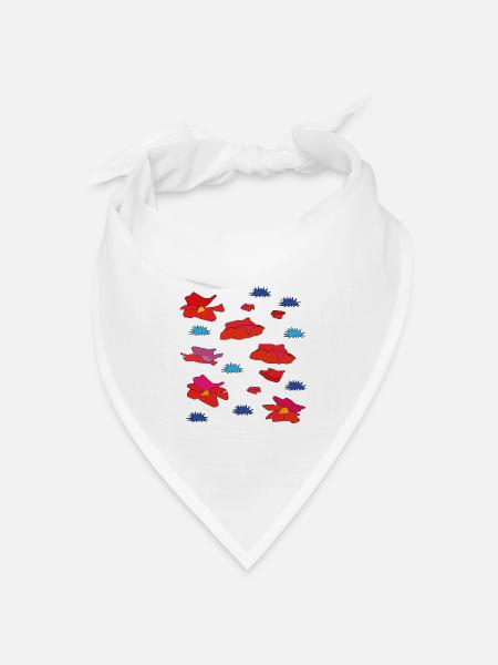 Kornblumen und Mohn - Bandana Dreieckstuch - Weiß