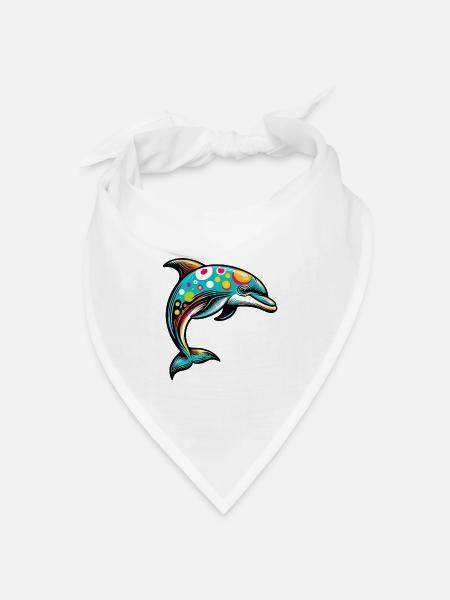 Delfin - Bandana Dreieckstuch - Weiß