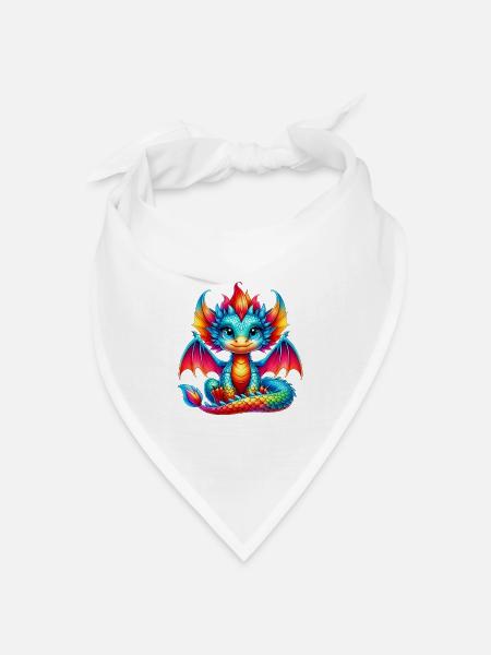 Drache - Bandana Dreieckstuch - Weiß