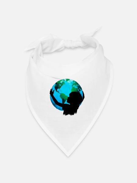 Planet Erde - Bandana Dreieckstuch - Weiß