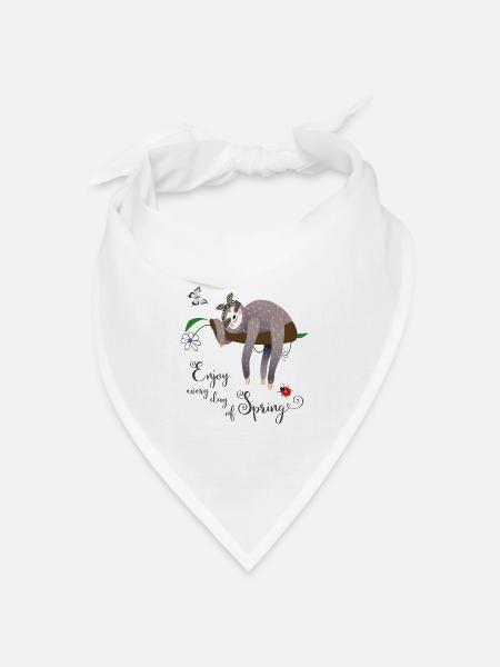 Faultier im Frühling - Bandana Dreieckstuch - Weiß