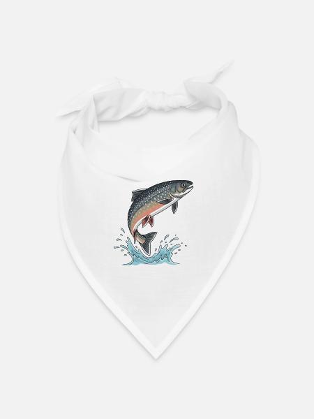 Saibling Forelle Angeln Fischen Fliegenfischen - Bandana Dreieckstuch - Weiß