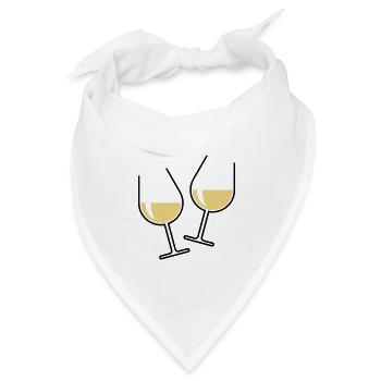 2 Weißweingläser Prosten Zu, Wein Bauchig Offen 2C - Bandana Dreieckstuch - Weiß - Vorne