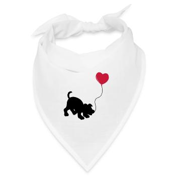 hund mit Luftballon - herz doglover - Kindermotiv - Bandana Dreieckstuch - Weiß - Vorne