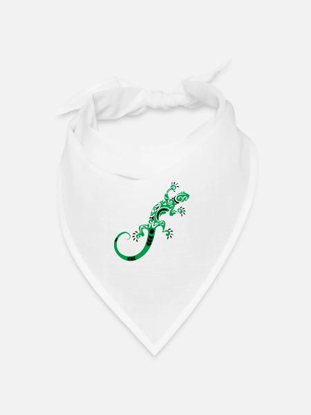 Grüner Ornamentgecko Muster - Bandana Dreieckstuch - Weiß
