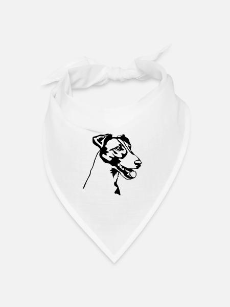 Foxterrier Kopf - Bandana Dreieckstuch - Weiß