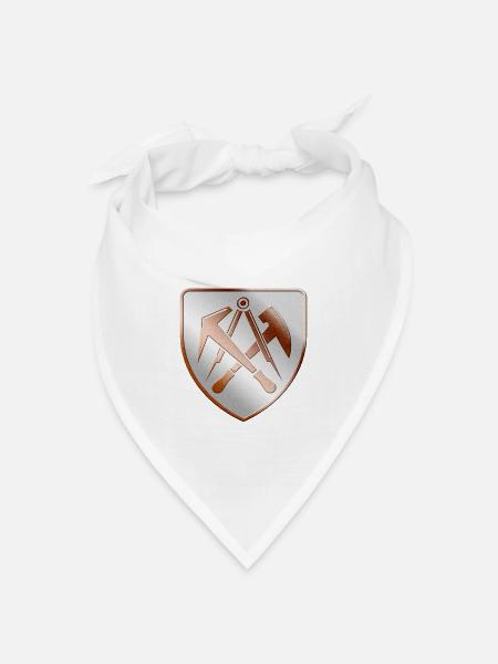 Dachdecker Wappen Schild in 3D - Bandana Dreieckstuch - Weiß