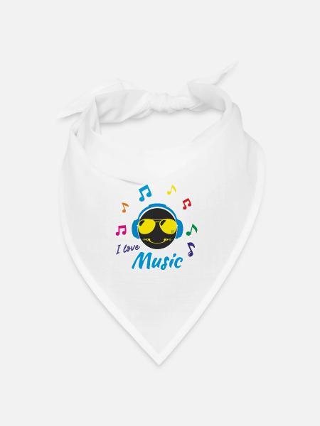 Ich mag Musik - Bandana Dreieckstuch - Weiß