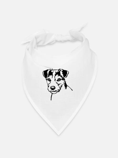 Parson Russell Terrier Kopf - Bandana Dreieckstuch - Weiß