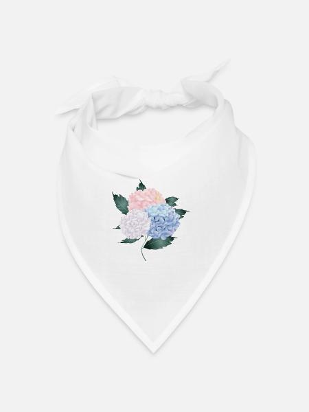 üppiger Hortensien Strauß aus drei Blüten - Bandana Dreieckstuch - Weiß