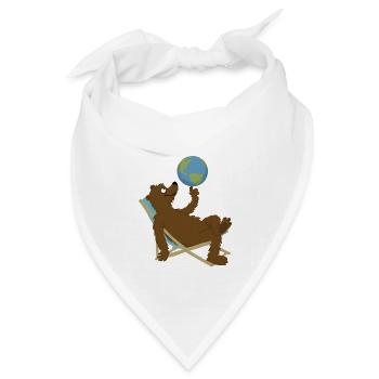 Bär im Liegestuhl - Bandana Dreieckstuch - Weiß - Vorne