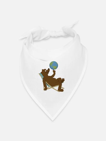 Bär im Liegestuhl - Bandana Dreieckstuch - Weiß