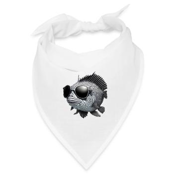 Großer Fisch mit Sonnenbrille - Bandana Dreieckstuch - Weiß - Vorne