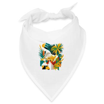 Palmen und Blumen aus kubischer Sicht - Bandana Dreieckstuch - Weiß - Vorne