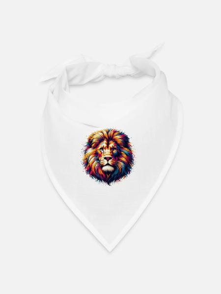Löwe - Bandana Dreieckstuch - Weiß