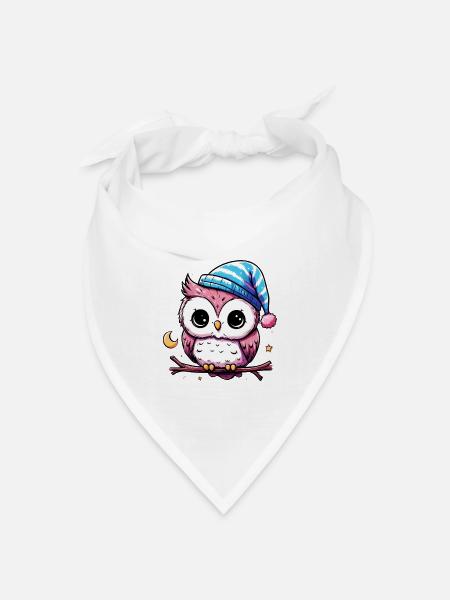 Eule - Bandana Dreieckstuch - Weiß