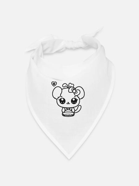 Kawaii Panda mit Schleife - Bandana Dreieckstuch - Weiß