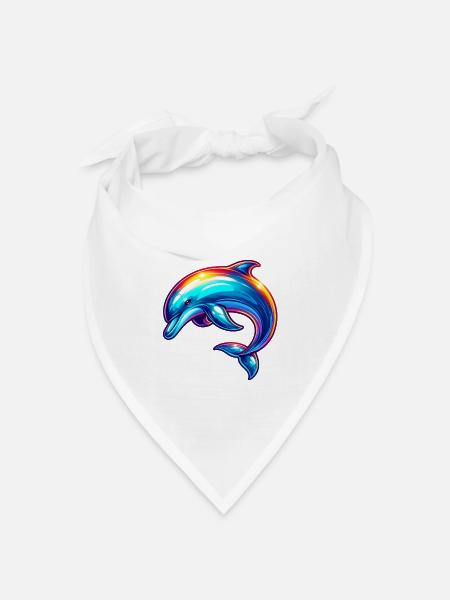 Delfin - Bandana Dreieckstuch - Weiß