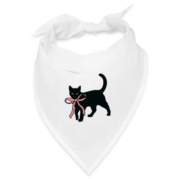 Schwarze Katze mit Fliege - Bandana Dreieckstuch - Weiß - Vorne