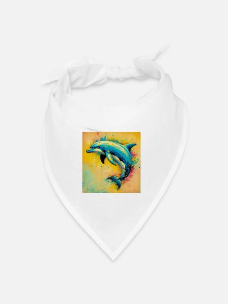 Delfin - Bandana Dreieckstuch - Weiß