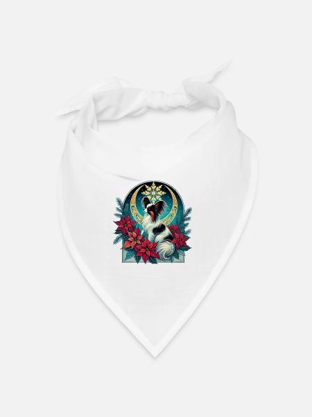 Himmlisches Papillon unter den Weihnachtssternen - Bandana Dreieckstuch - Weiß