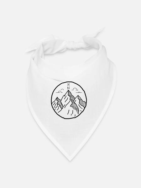 Berge Outdoor Motiv als Zeichnung - Bandana Dreieckstuch - Weiß