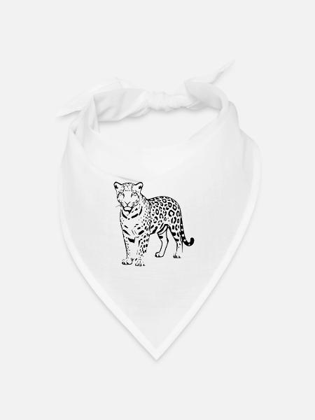 Schwarzer Leopard Geschenk Katzenliebhaber - Bandana Dreieckstuch - Weiß