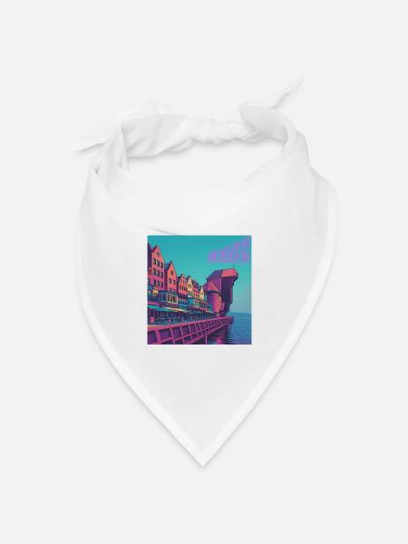 Gdansk Hafen Neon Farben - Bandana Dreieckstuch - Weiß