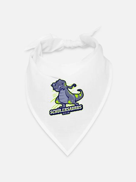 Einschulung 2026 Dabbing T-Rex Schulkind - Bandana Dreieckstuch - Weiß