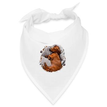 Dackel Kuscheltraum auf Decke - Bandana Dreieckstuch - Weiß - Vorne