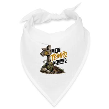 Mein Tempo. Mein Weg. – Buen Camino - Bandana Dreieckstuch - Weiß - Vorne