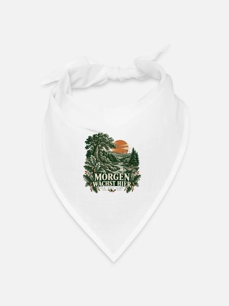 Morgen wächst hier – Waldlandschaft - Bandana Dreieckstuch - Weiß