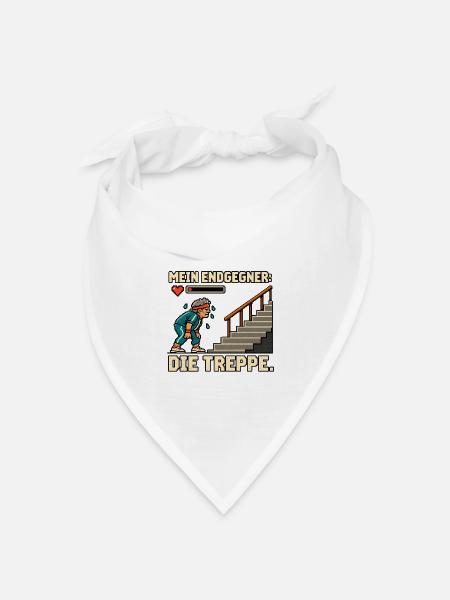 Mein Endgegner die Treppe - Bandana Dreieckstuch - Weiß