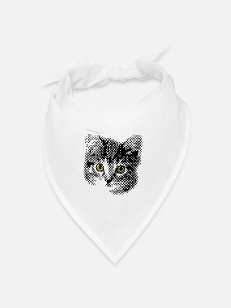 Katzenbaby mit gelben Augen - Bandana Dreieckstuch - Weiß