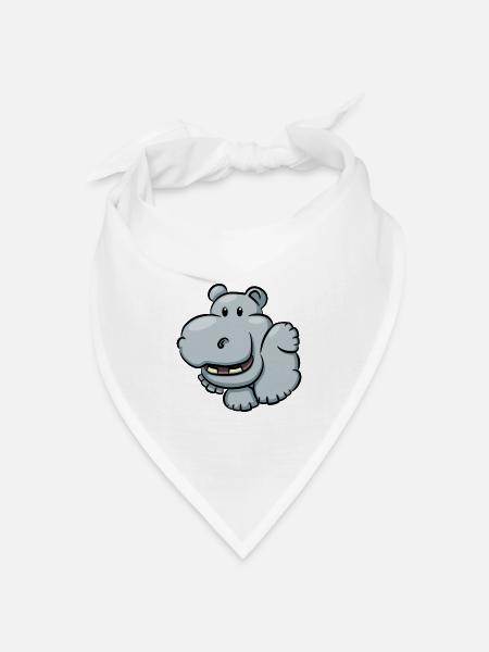 Niedlicher Hippopotamus Cartoon - Bandana Dreieckstuch - Weiß