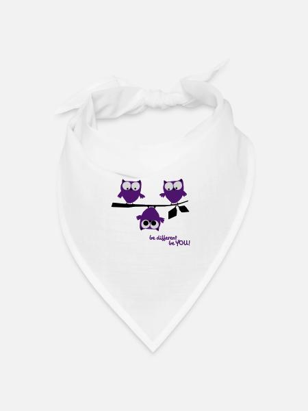 Eulen, lustig, be different, Vogel - Bandana Dreieckstuch - Weiß