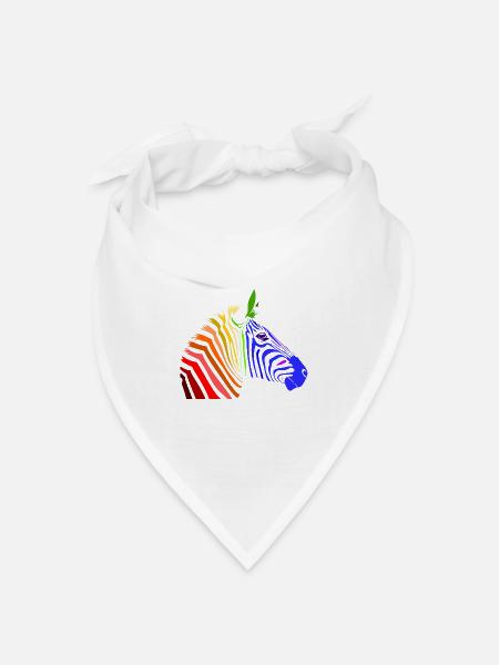 Zebra; Punk Zebra; Rainbow Zebra - Bandana Dreieckstuch - Weiß