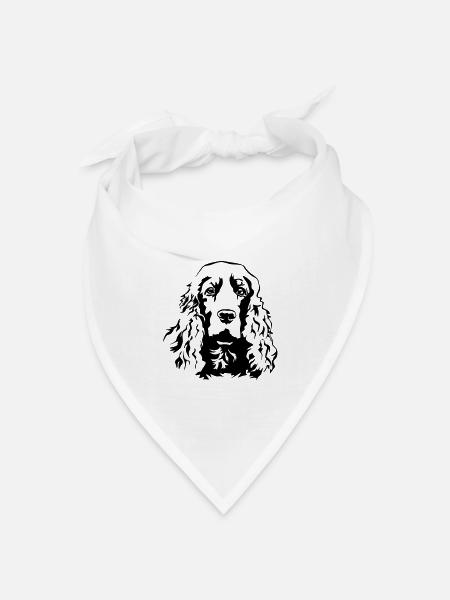 Cocker Spaniel Kopf - Bandana Dreieckstuch - Weiß