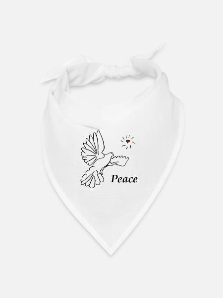Friedenstaube weisse Taube Peace Frieden - Bandana Dreieckstuch - Weiß
