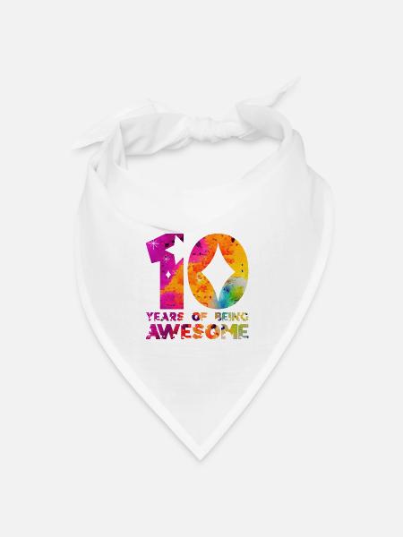 10 YEARS OF BEING AWESOME EINHORN 10. GEBURTSTAG - Bandana Dreieckstuch - Weiß