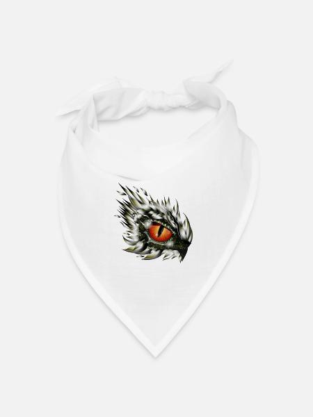 magisches Auge eines Drachen im Tattoo Stil - Bandana Dreieckstuch - Weiß