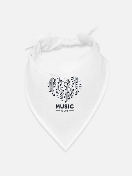 Musik ist Leben - Bandana Dreieckstuch - Weiß