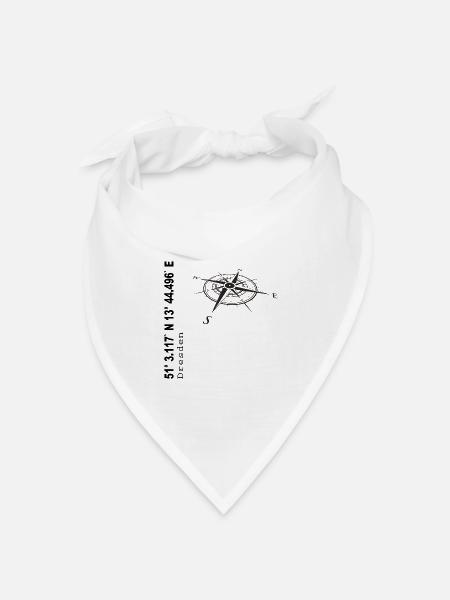 Koordinaten Dresden - Bandana Dreieckstuch - Weiß