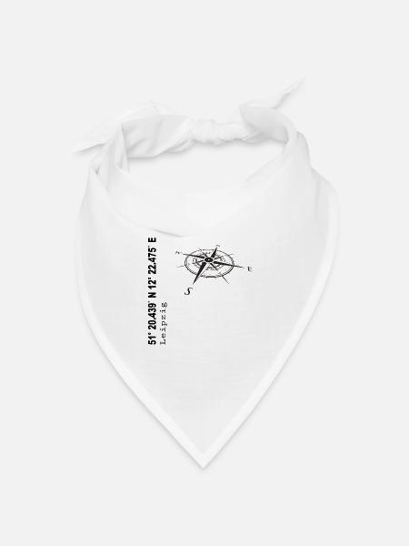 Koordinaten Leipzig - Bandana Dreieckstuch - Weiß