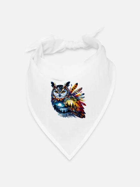 Eule - Bandana Dreieckstuch - Weiß