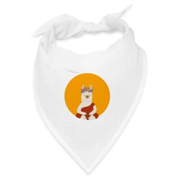 Meditierendes Lama - Bandana Dreieckstuch - Weiß - Vorne