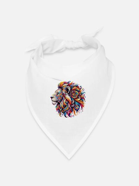 Löwe - Bandana Dreieckstuch - Weiß